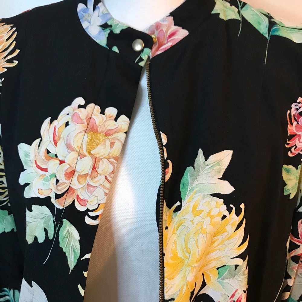 Zara Basic Floral Cropped Bomber Jacket - image 6